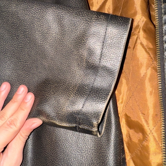 Whispering Smith Vintage Moto Faux-Leather Striped Jacket - Medium ✨ - Picture 5 of 8